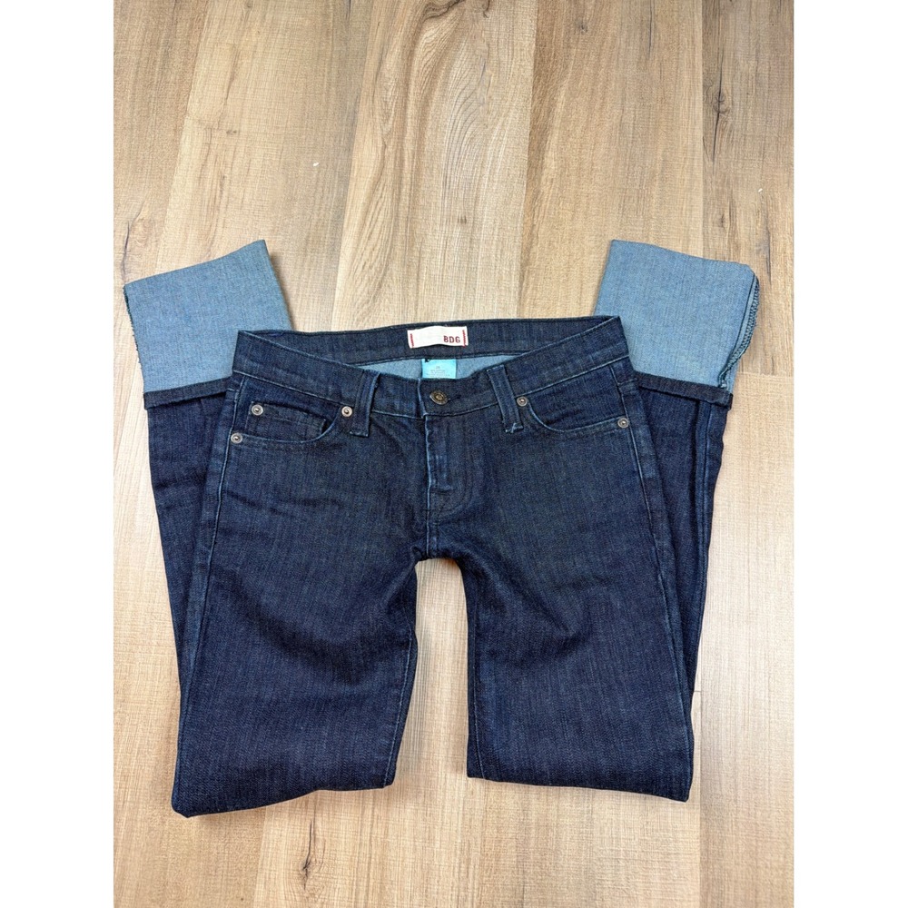 BDG Urban Outfitters Dark Wash Cuffed Slim Jeans Indigo Size 25 Made in USA NWOT